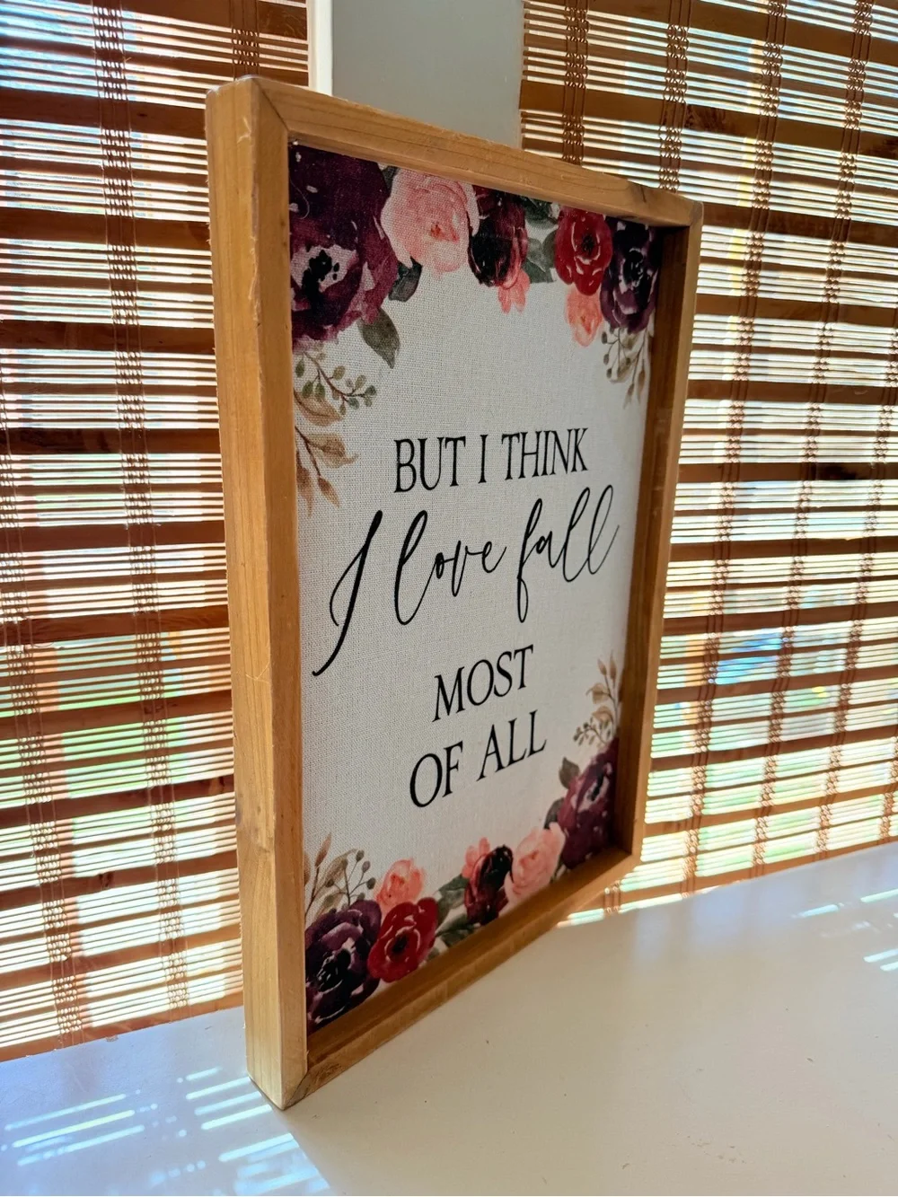 Hobby Lobby Floral Fall Wall Sign - Burgundy, Pink, Cream, Green